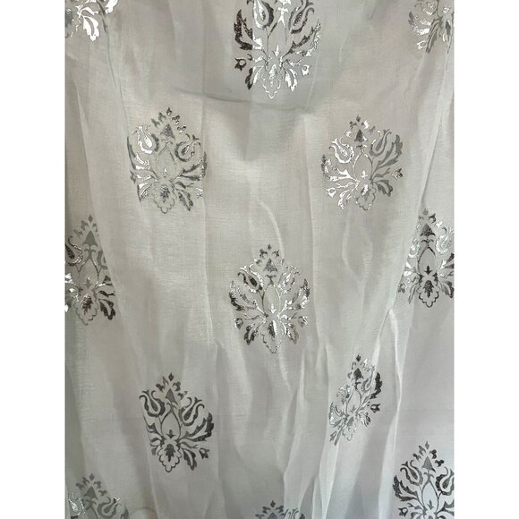 Dainty Home Set of 2 White & Silver Curtain Panels with Grommets 98" x 36" - Picture 6 of 9